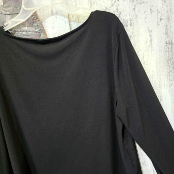 Banana Republic Women's Blouse Size Medium Black Cascading Neckline Long Sleeves - Picture 5 of 12
